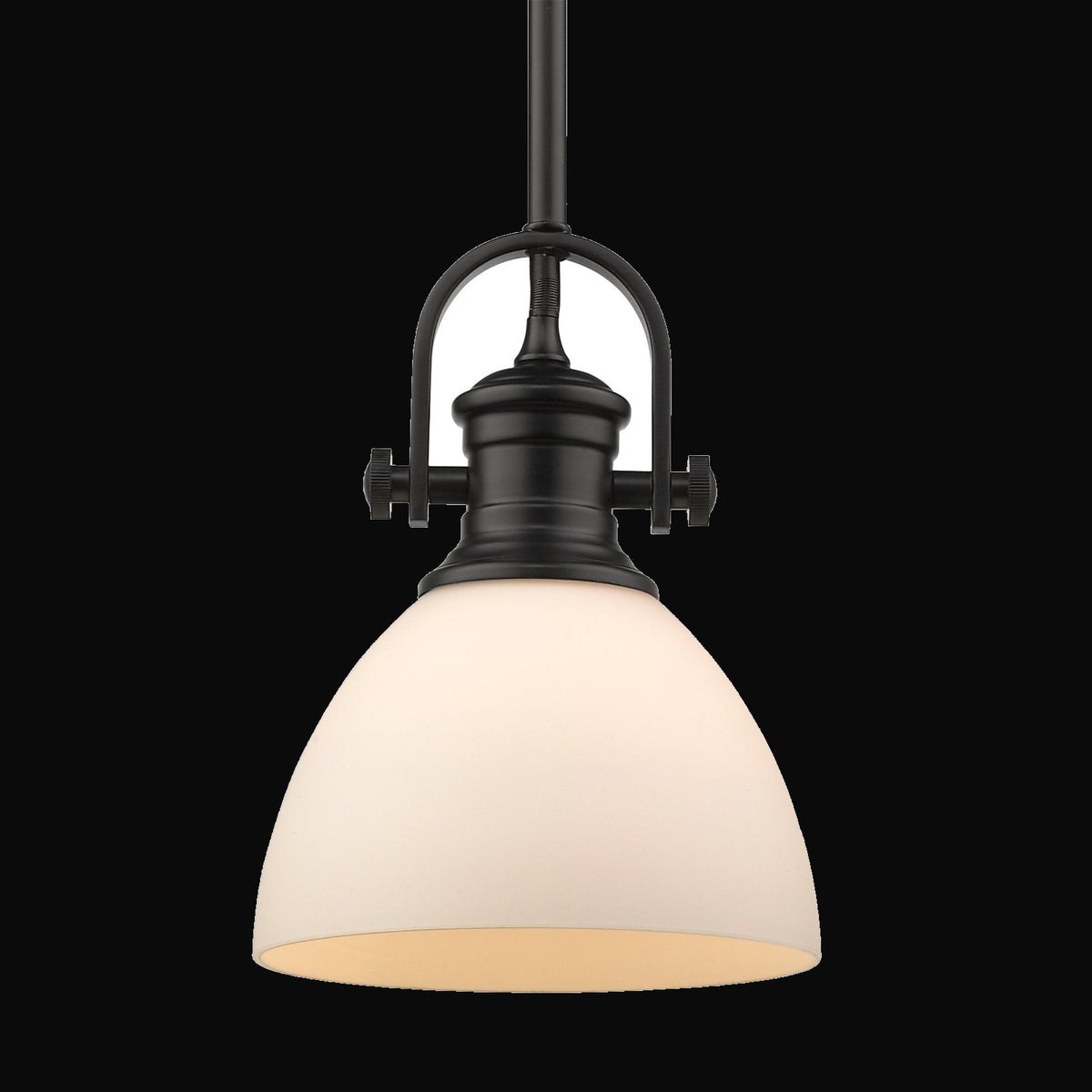 Mini-suspension Hines, noir mat, verre opale