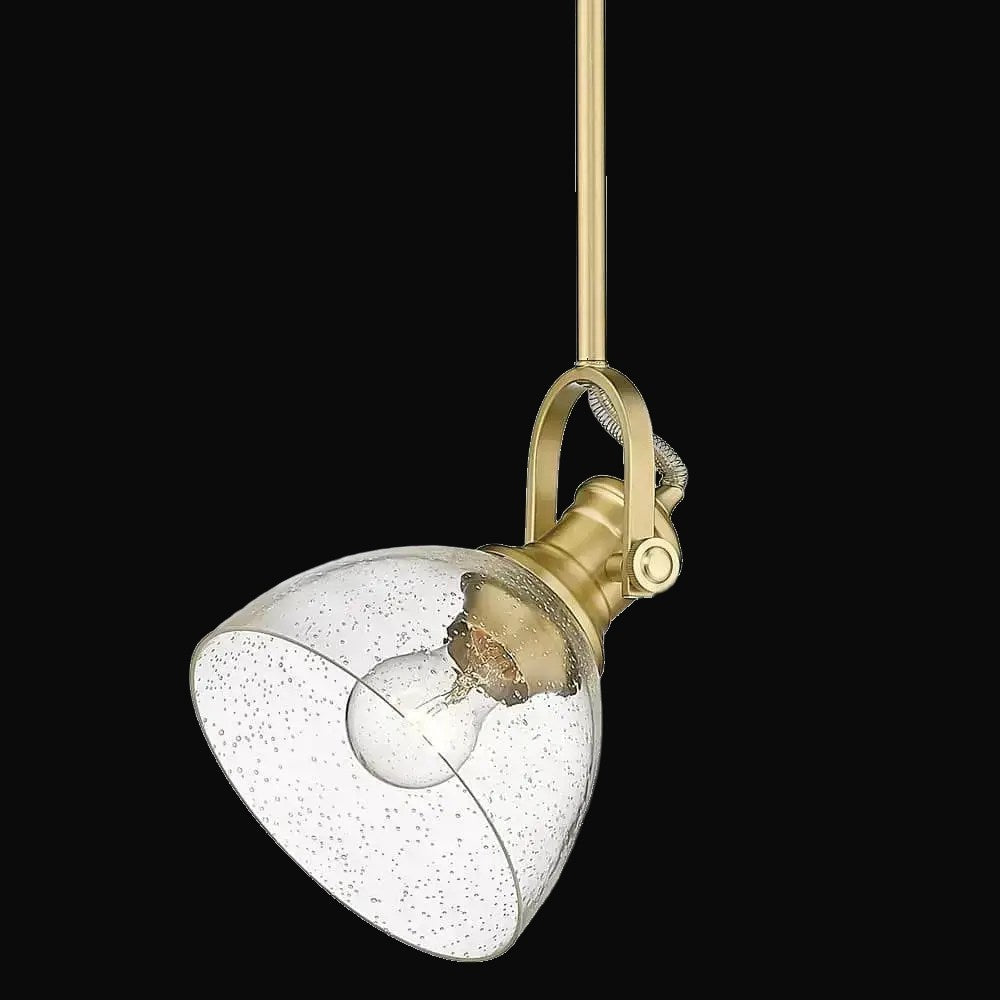 Mini-suspension Hines, bronze champagne brossé, abat-jour en verre bullé – vue 3