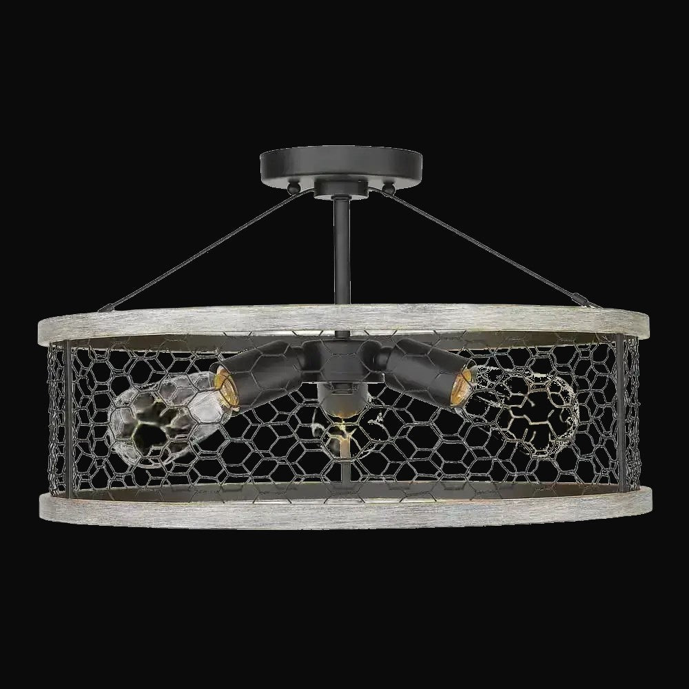 Semi-plafonnier Bailey 3 lumières, noir mat – vue 2