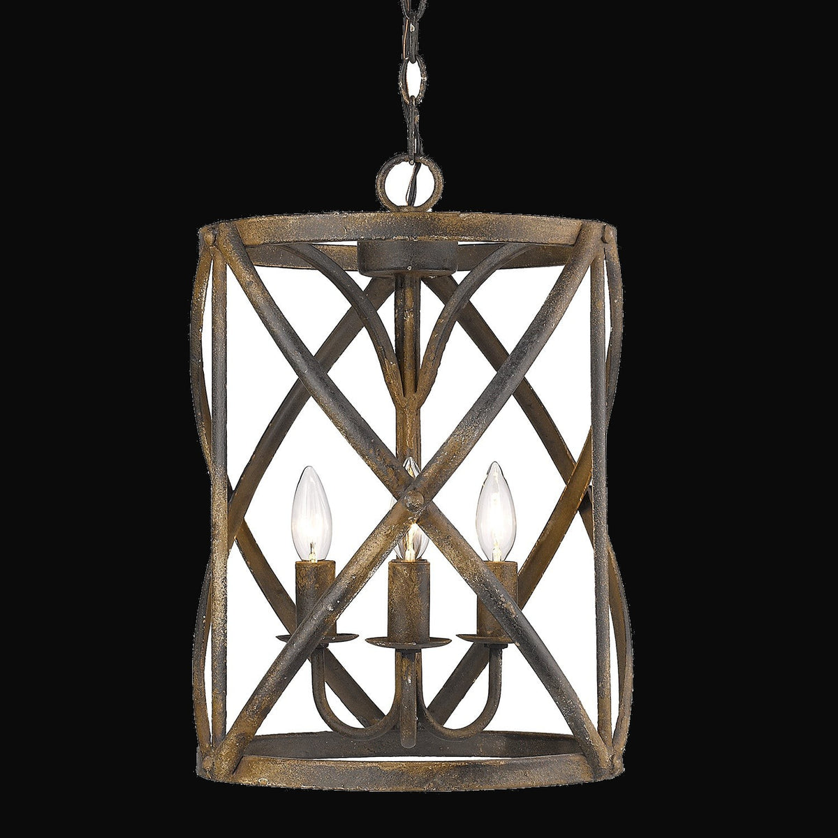 Suspension Alcott 3 lumières, fer noir antique