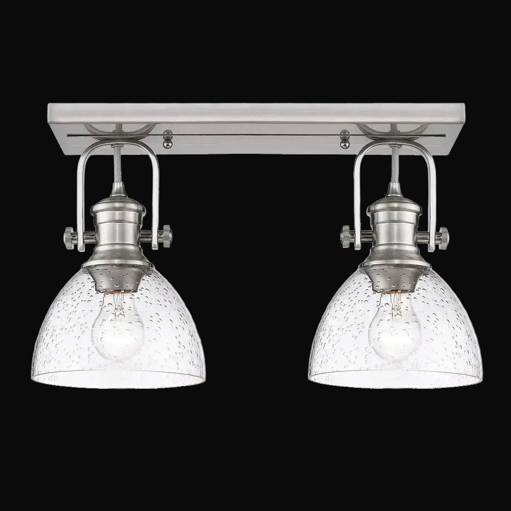 Semi-plafonnier Hines 2 lumières, étain, verre bullé – vue 3