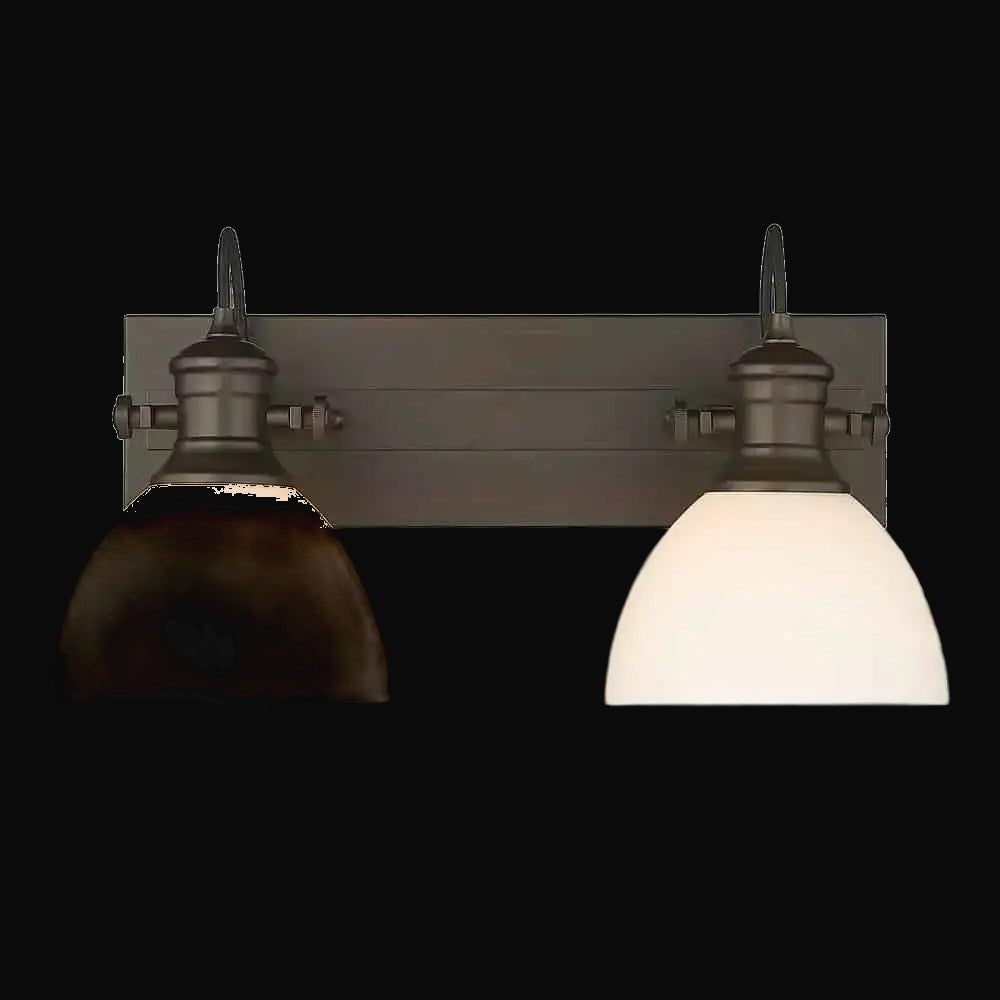 Applique de salle de bain Hines 2 lumières, bronze frotté, verre opale – vue 2