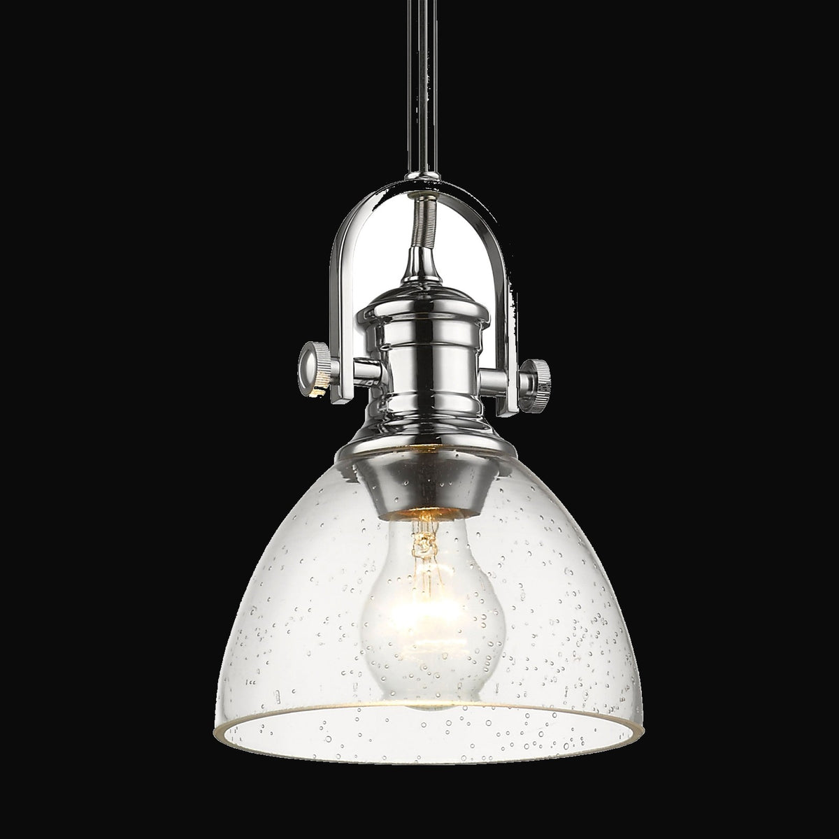 Mini-suspension Hines, chrome, verre bullé