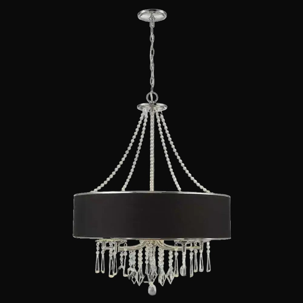 Lustre Echelon 5 lumières, chrome, abat-jour Tuxedo – vue 2