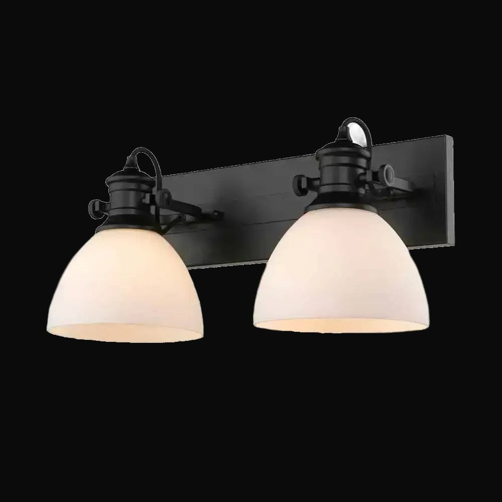 Applique de salle de bain Hines 2 lumières, noir mat, verre opale – vue 2