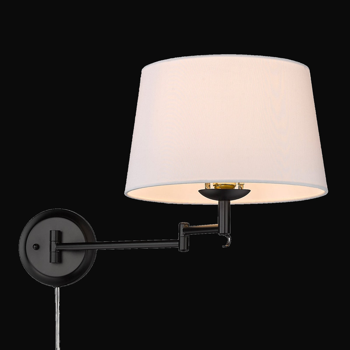 Applique articulée Eleanor, noir mat, abat-jour blanc moderne