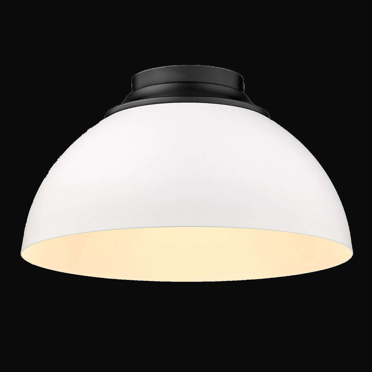 Plafonnier Zoey, noir mat, abat-jour blanc mat