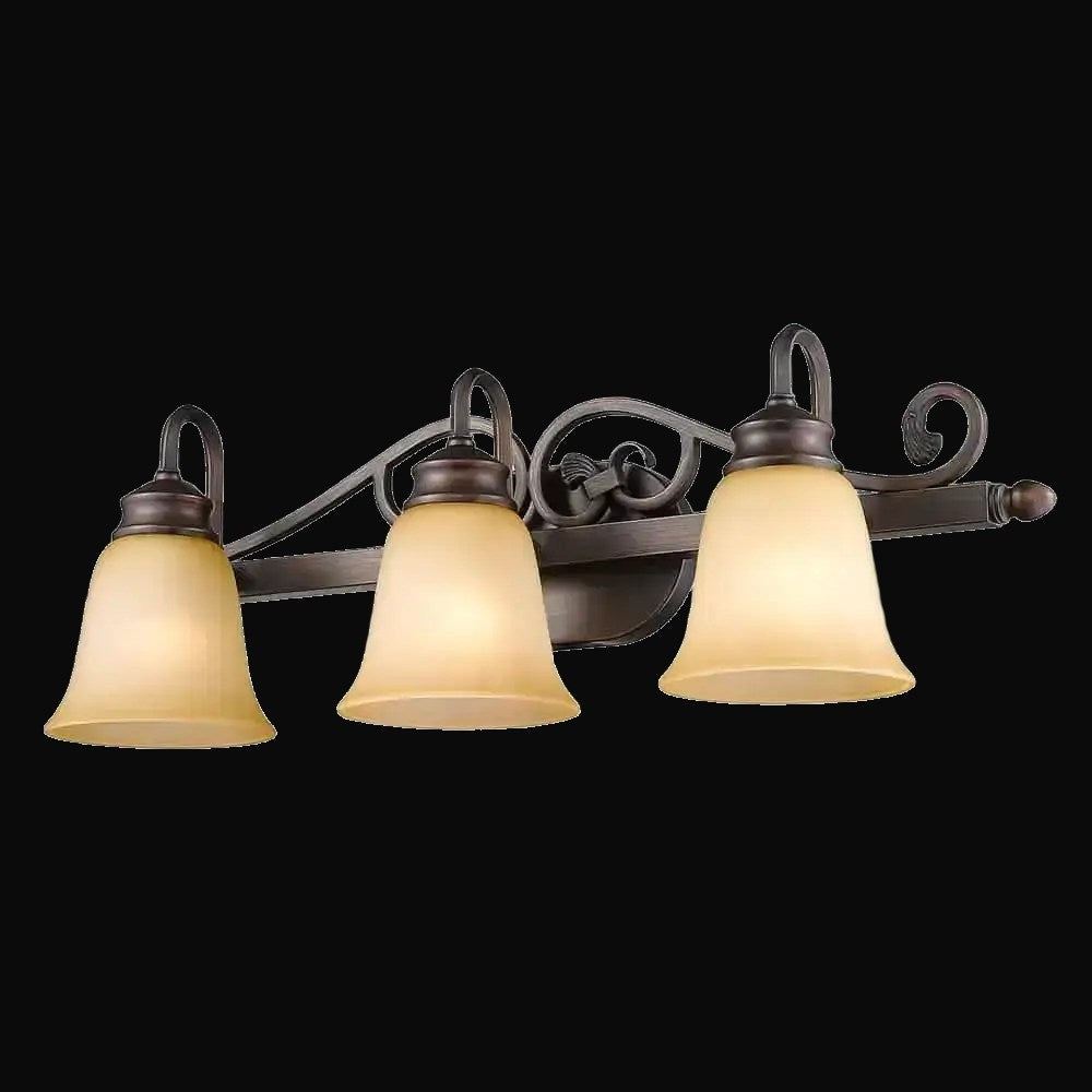 Applique de salle de bain Belle Meade 3 lumières, bronze frotté, verre Tea Stone – vue 2