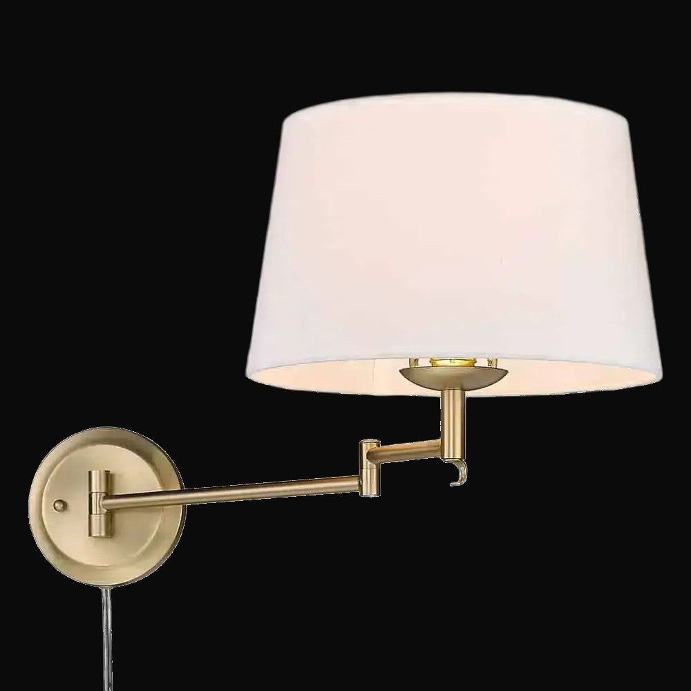 Applique articulée Eleanor, bronze champagne brossé, abat-jour blanc moderne – vue 2