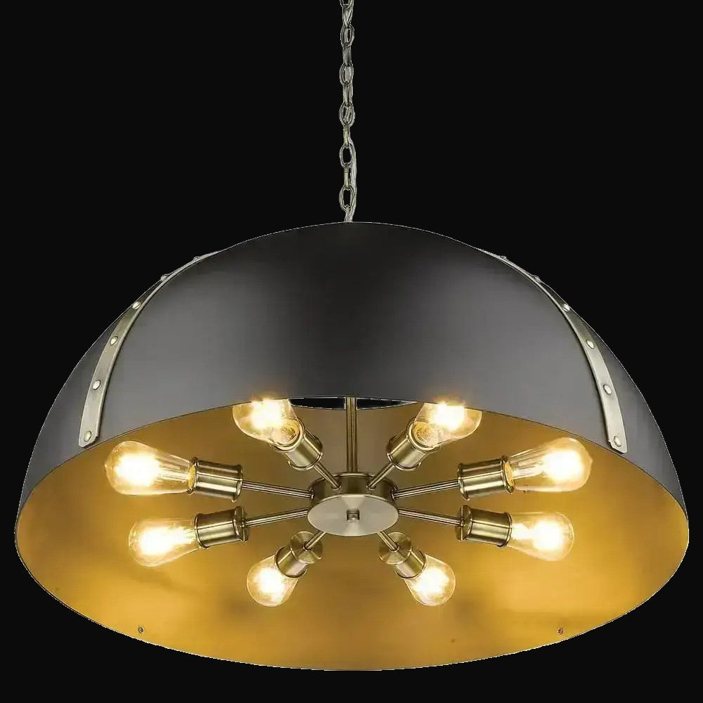 Suspension Aldrich 8 lumières, laiton vieilli – vue 3