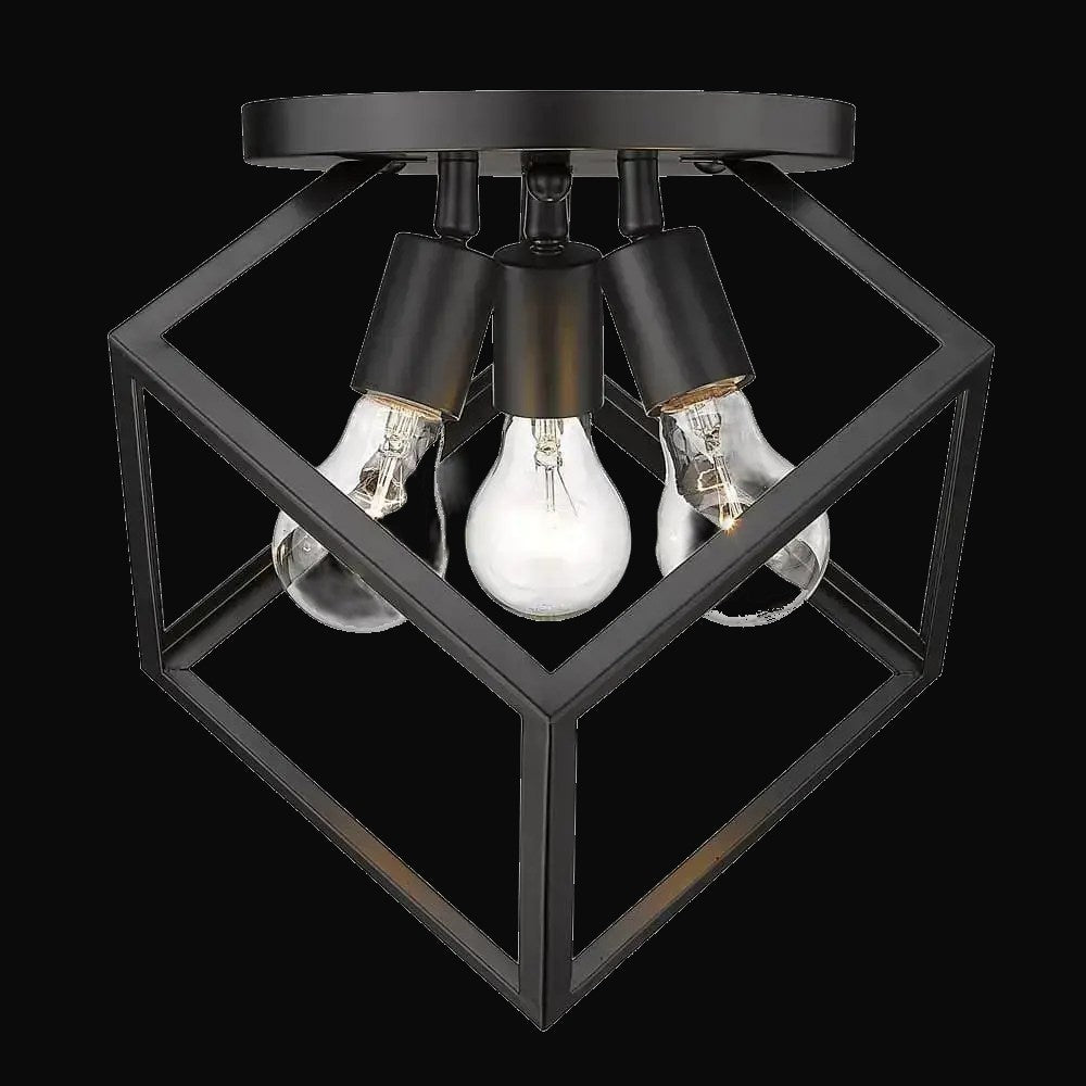 Semi-plafonnier Cassio 3 lumières, noir mat – vue 2