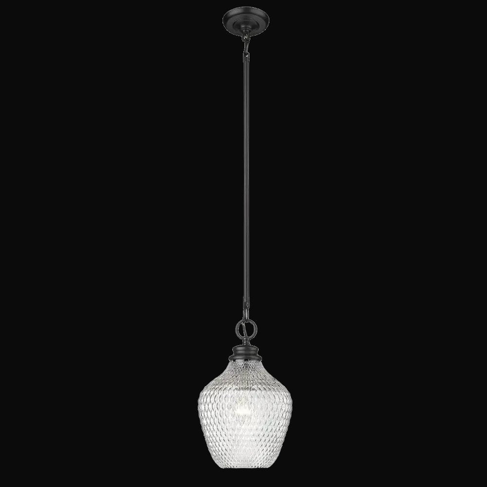 Suspension moyenne Adeline, noir mat, abat-jour en verre clair – vue 2