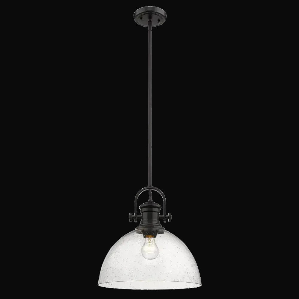 Suspension Hines 1 lumière, noir mat, verre bullé – vue 2