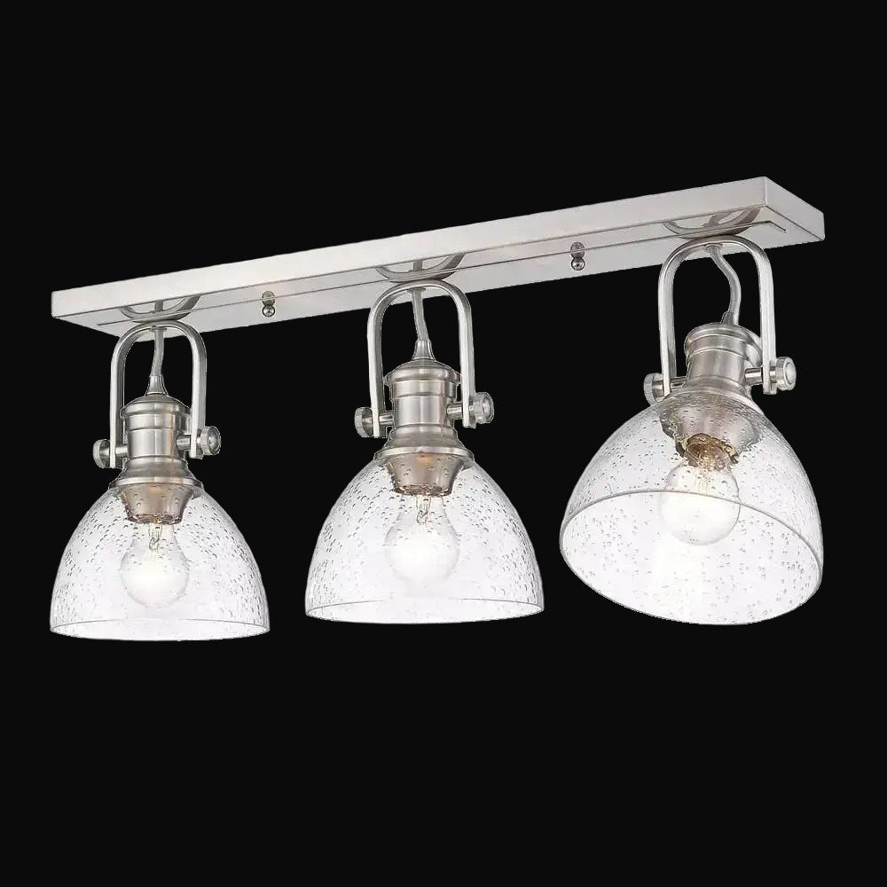 Semi-plafonnier Hines 3 lumières, étain, verre bullé – vue 2
