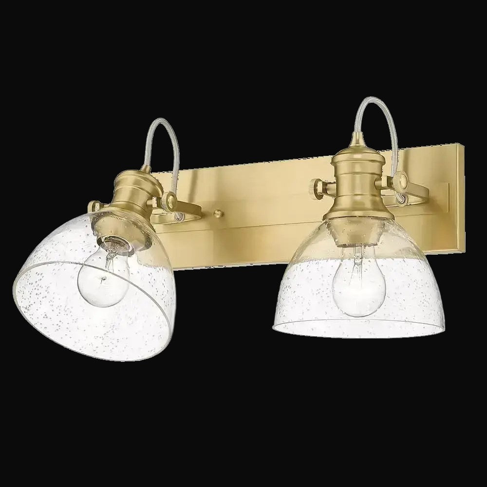 Applique de salle de bain Hines 2 lumières, bronze champagne brossé, abat-jour en verre bullé – vue 2