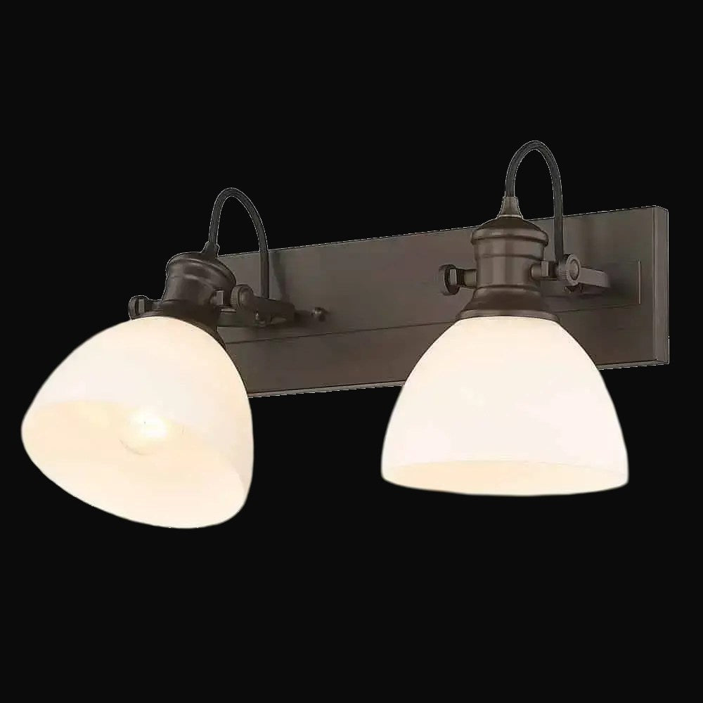 Applique de salle de bain Hines 2 lumières, bronze frotté, verre opale – vue 3