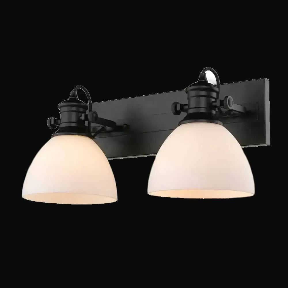 Semi-plafonnier Hines 2 lumières, noir mat, verre opale – vue 3