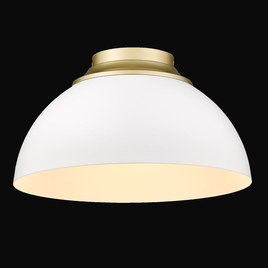 Plafonnier Zoey, or olympique, abat-jour blanc mat