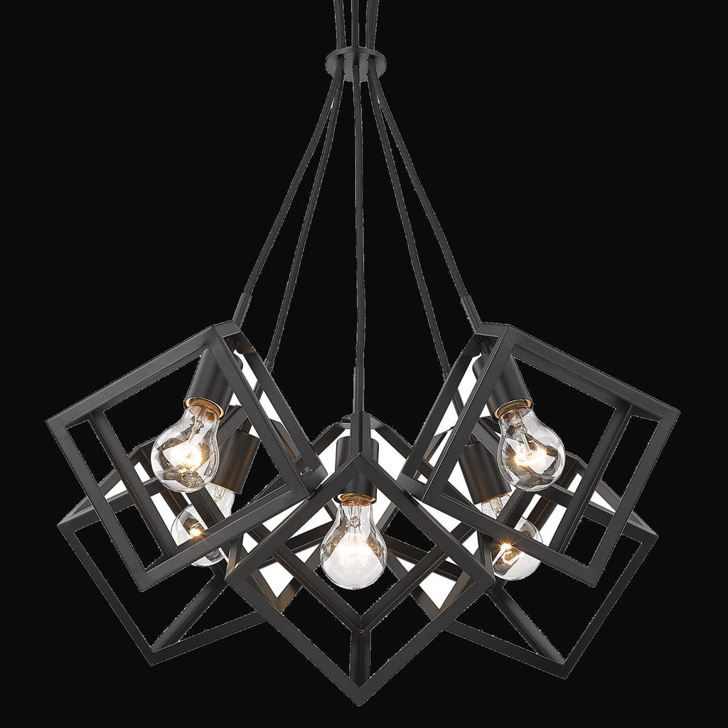 Suspension Cassio 5 lumières, noir mat