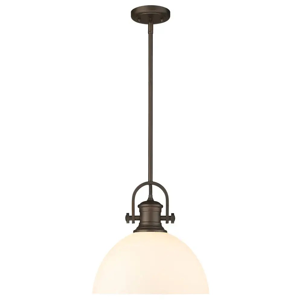Suspension Hines 1 lumière, bronze frotté, verre opale – vue 2