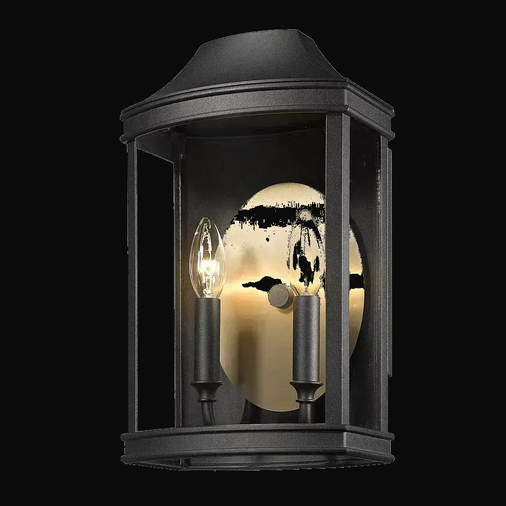 Applique extérieure Cohen, noir naturel, abat-jour bronze champagne brossé