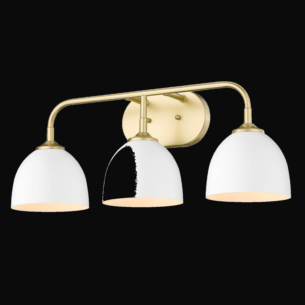 Applique de salle de bain Zoey 3 lumières, or olympique, abat-jour blanc mat