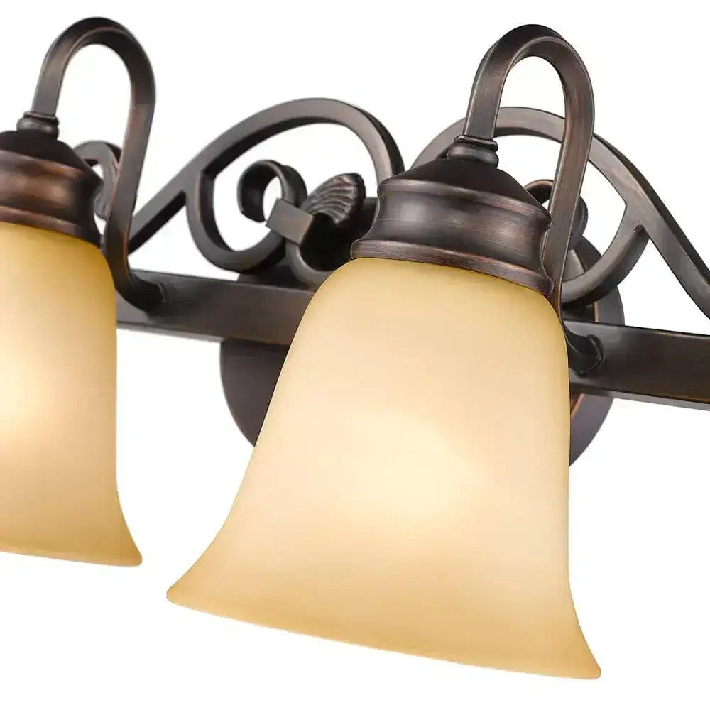 Applique de salle de bain Belle Meade 2 lumières, bronze frotté, verre Tea Stone – vue 3