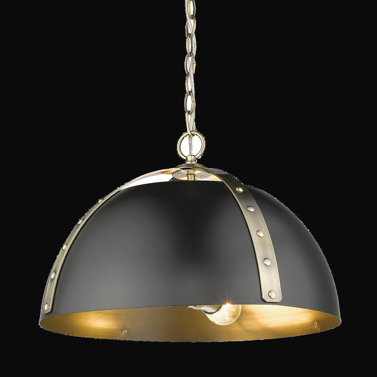Suspension Aldrich 3 lumières, laiton vieilli