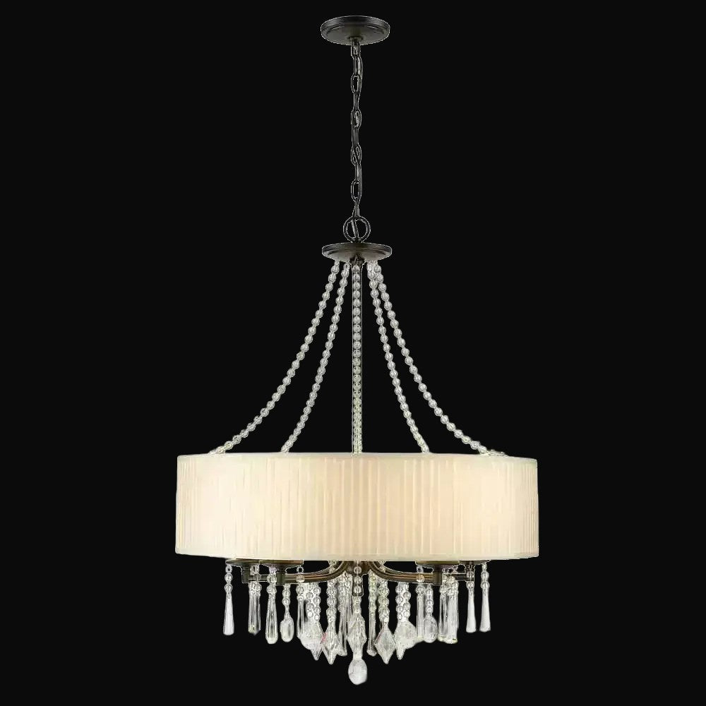 Lustre Echelon 5 lumières, noir mat, abat-jour voile de mariée – vue 2