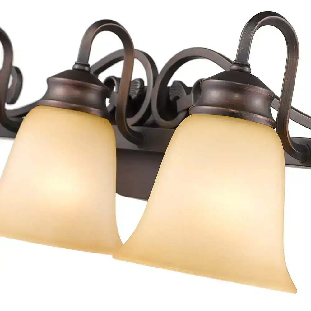Applique de salle de bain Belle Meade 3 lumières, bronze frotté, verre Tea Stone – vue 3