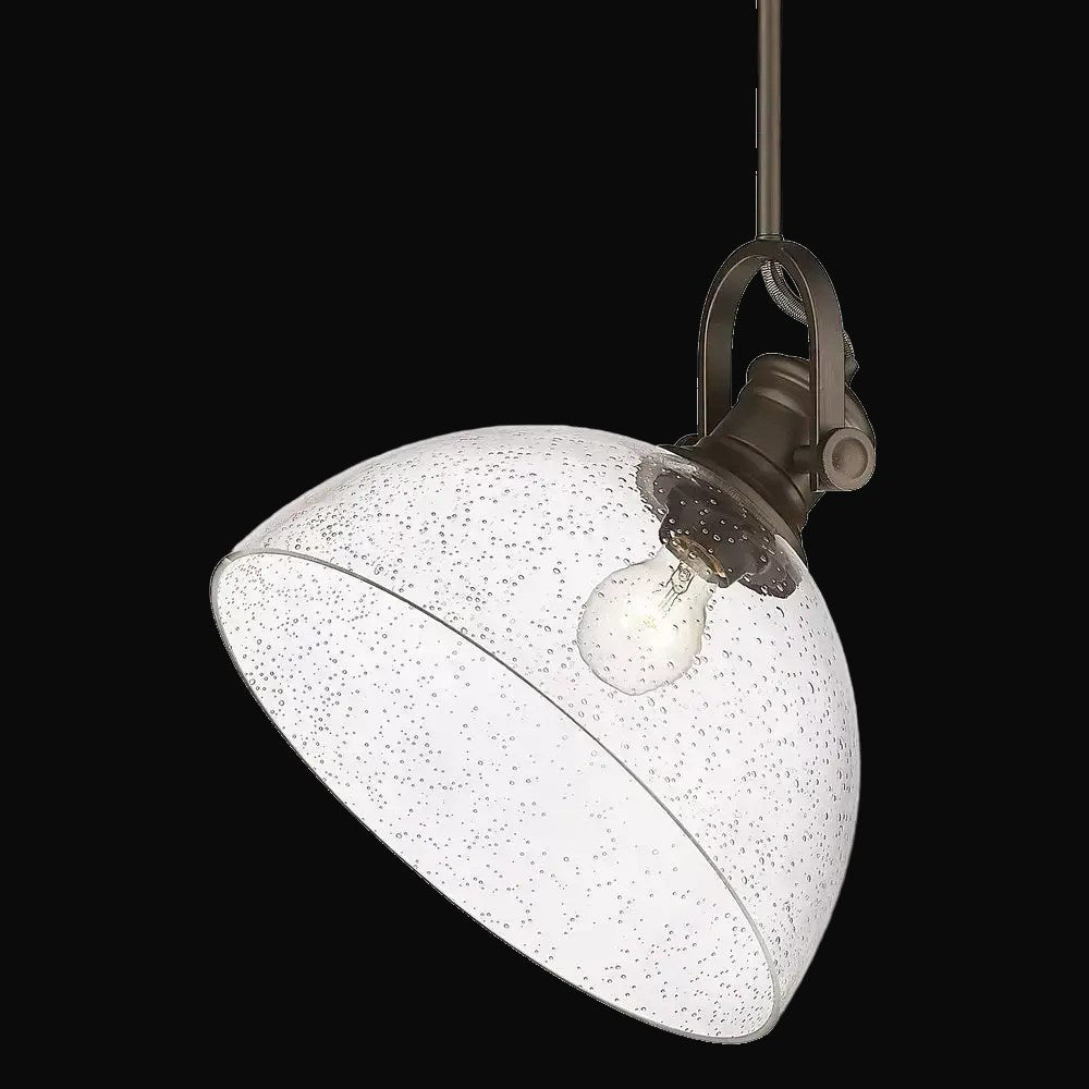 Suspension Hines 1 lumière, bronze frotté, verre bullé – vue 3