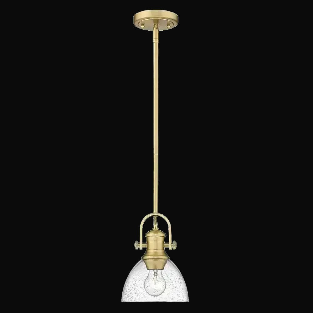 Mini-suspension Hines, bronze champagne brossé, abat-jour en verre bullé – vue 2