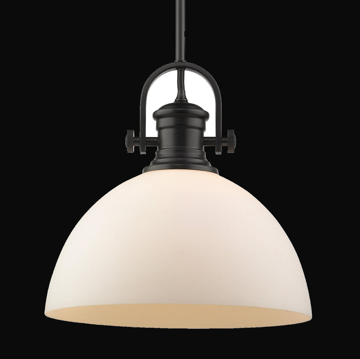Suspension Hines 1 lumière, noir mat, verre opale