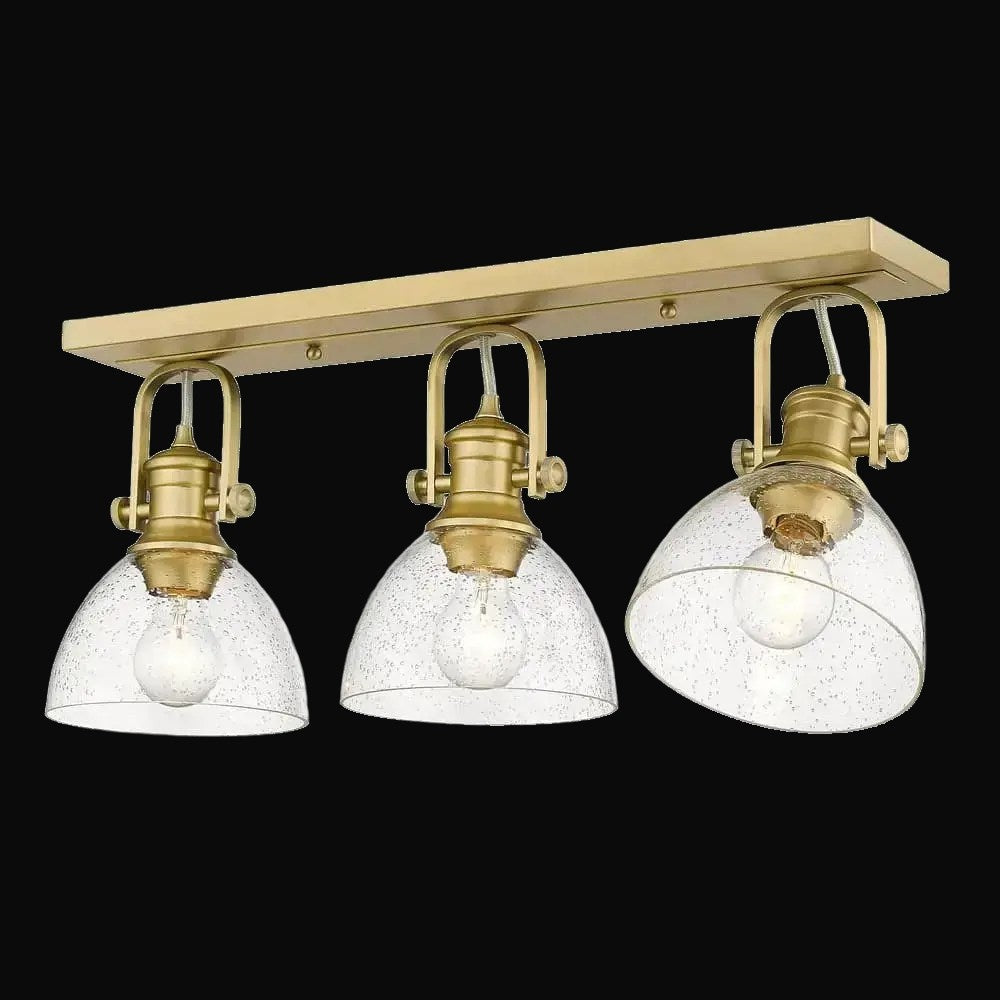 Semi-plafonnier Hines 3 lumières, bronze champagne brossé, verre bullé – vue 2