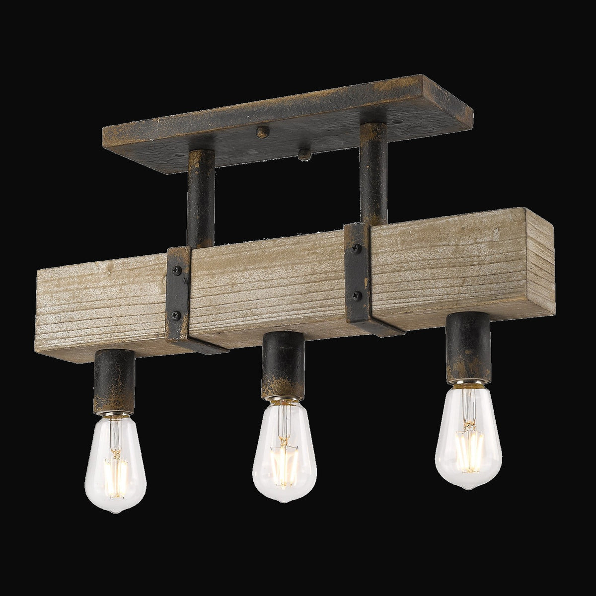 Semi-plafonnier Garrett, fer noir antique