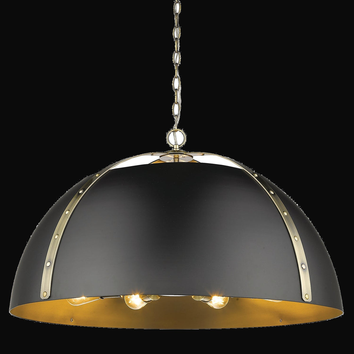 Suspension Aldrich 8 lumières, laiton vieilli
