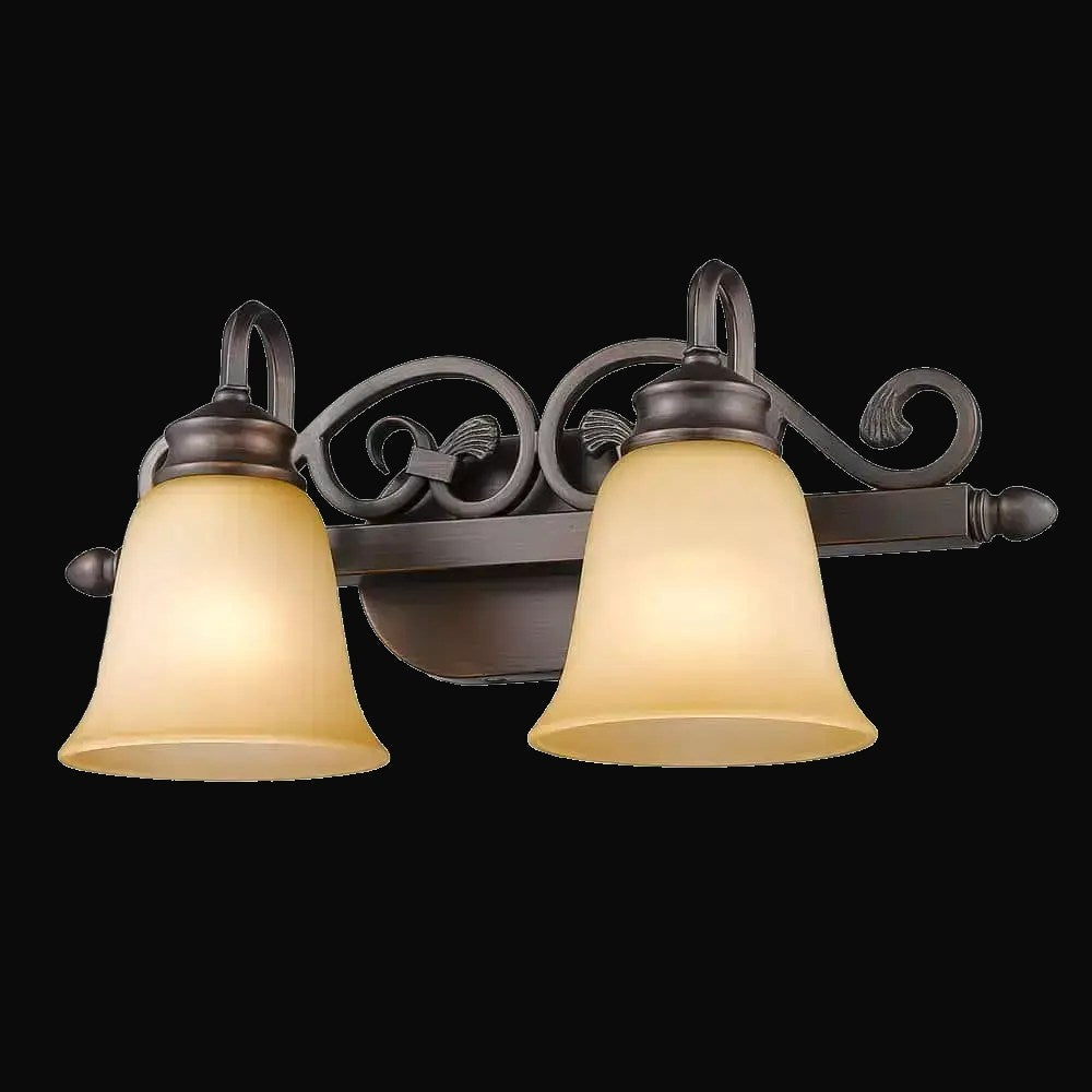 Applique de salle de bain Belle Meade 2 lumières, bronze frotté, verre Tea Stone – vue 2