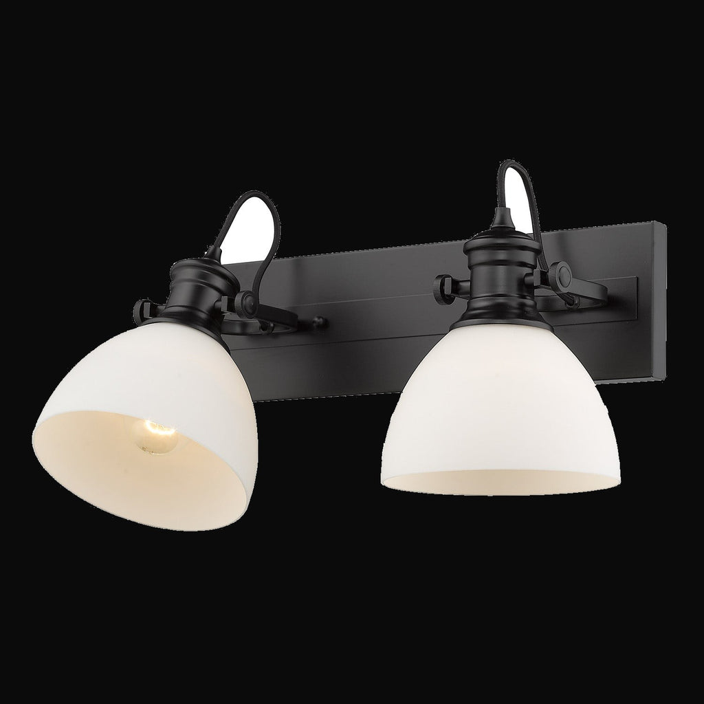 Applique de salle de bain Hines 2 lumières, noir mat, verre opale
