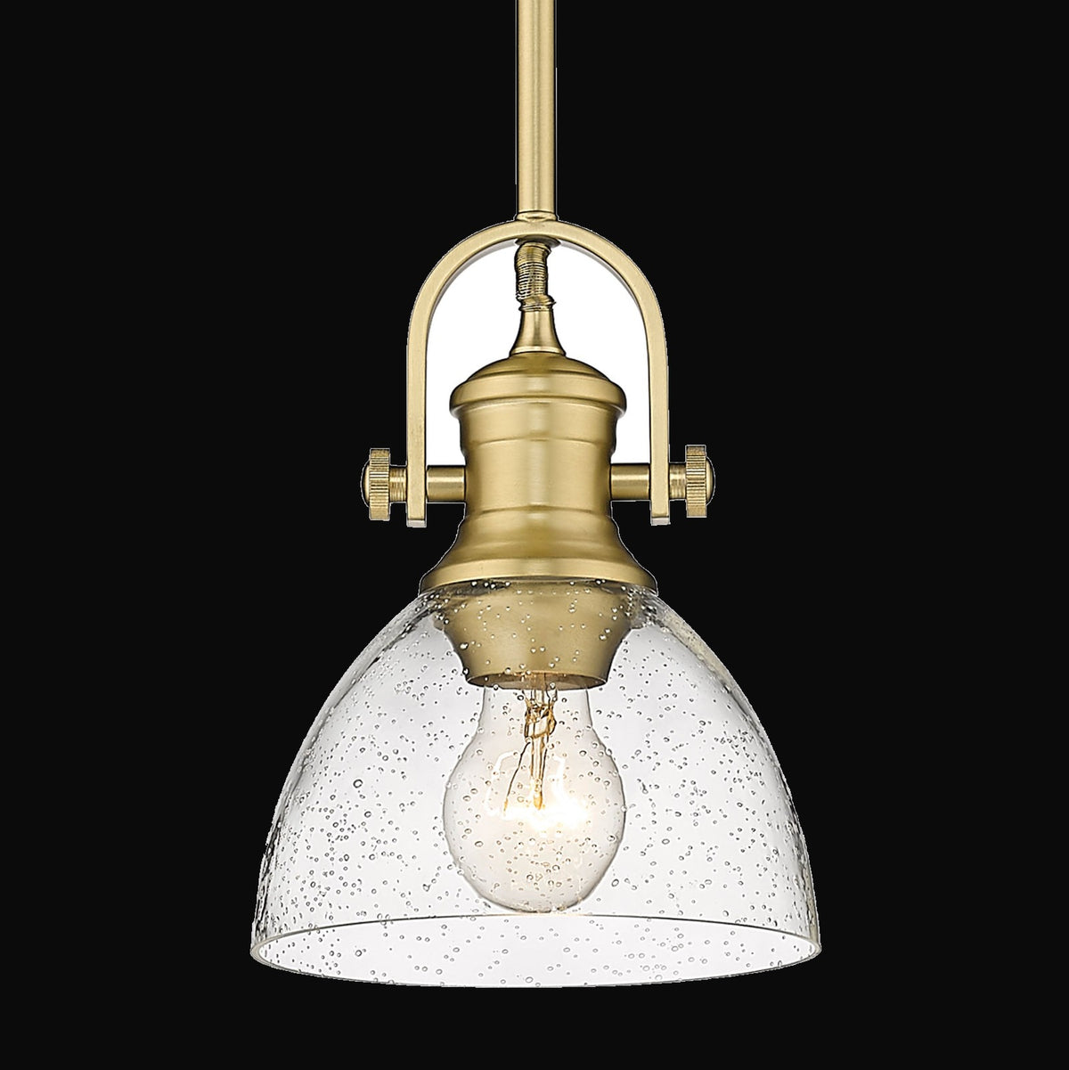 Mini-suspension Hines, bronze champagne brossé, abat-jour en verre bullé