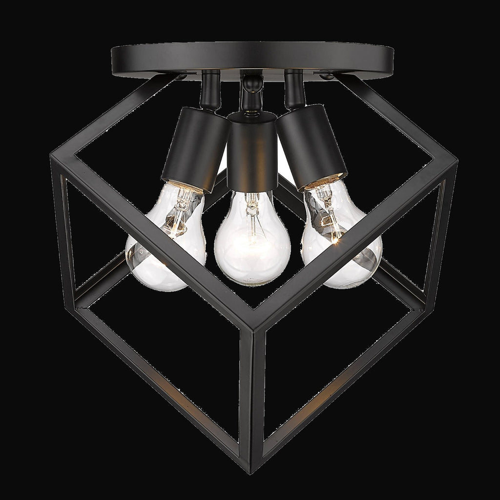 Semi-plafonnier Cassio 3 lumières, noir mat