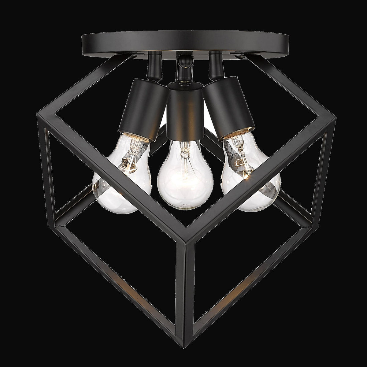 Semi-plafonnier Cassio 3 lumières, noir mat