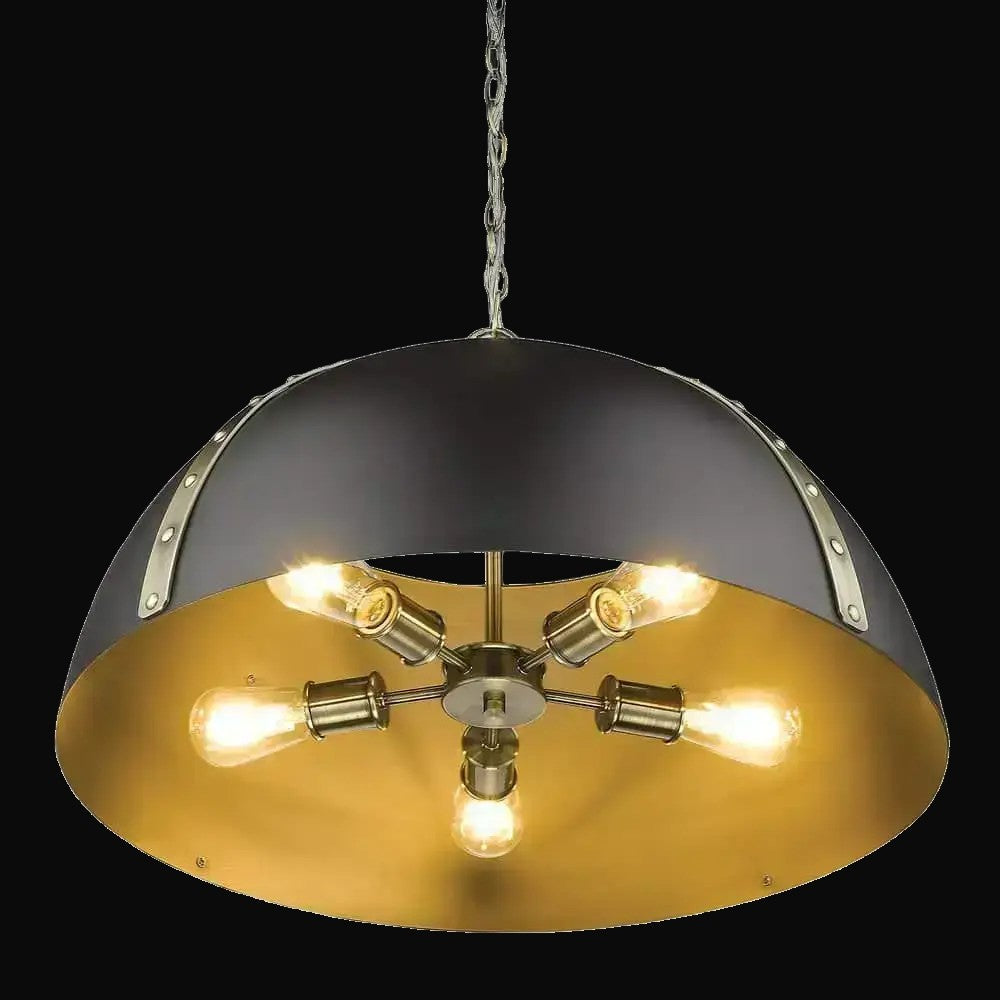 Suspension Aldrich 5 lumières, laiton vieilli – vue 3