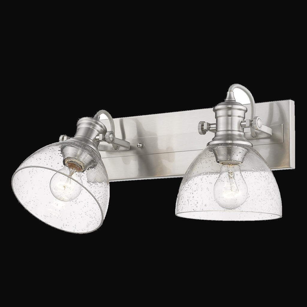 Applique de salle de bain Hines 2 lumières, étain, verre bullé
