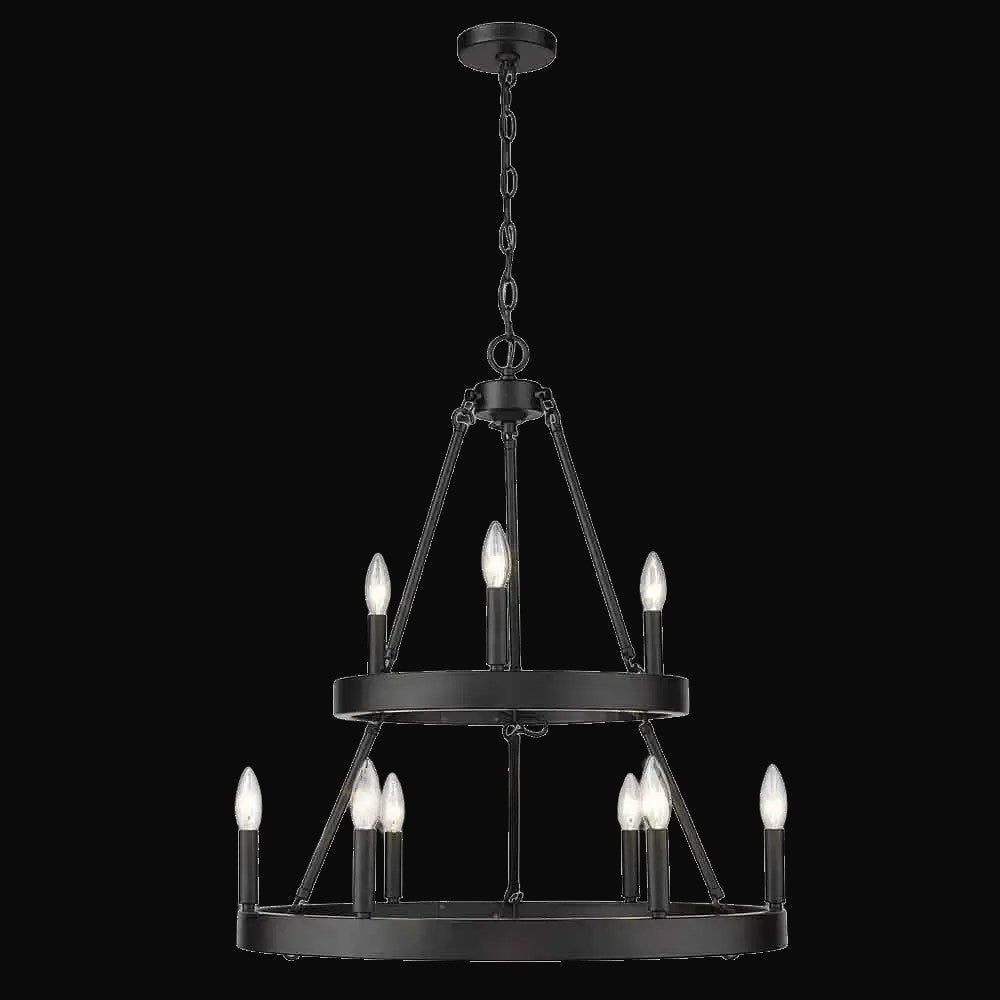 Lustre Alastair 2 étages (3+6 lumières), noir mat – vue 2