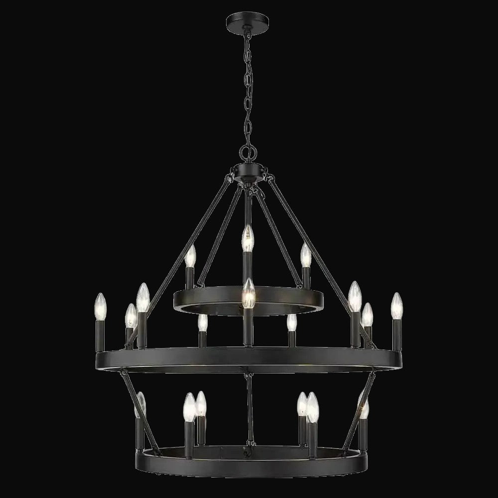 Lustre Alastair 3 étages (3+9+6 lumières), noir mat – vue 2
