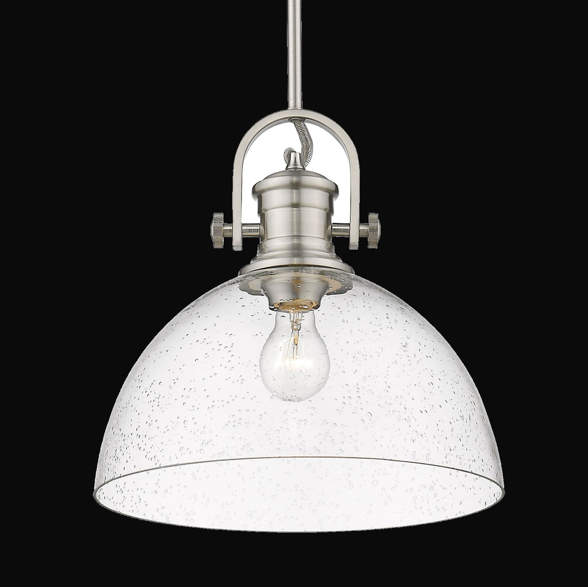Suspension Hines 1 lumière, étain, verre bullé