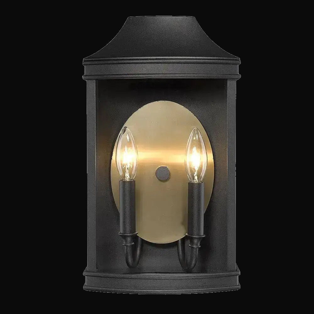 Applique extérieure Cohen, noir naturel, abat-jour bronze champagne brossé – vue 2