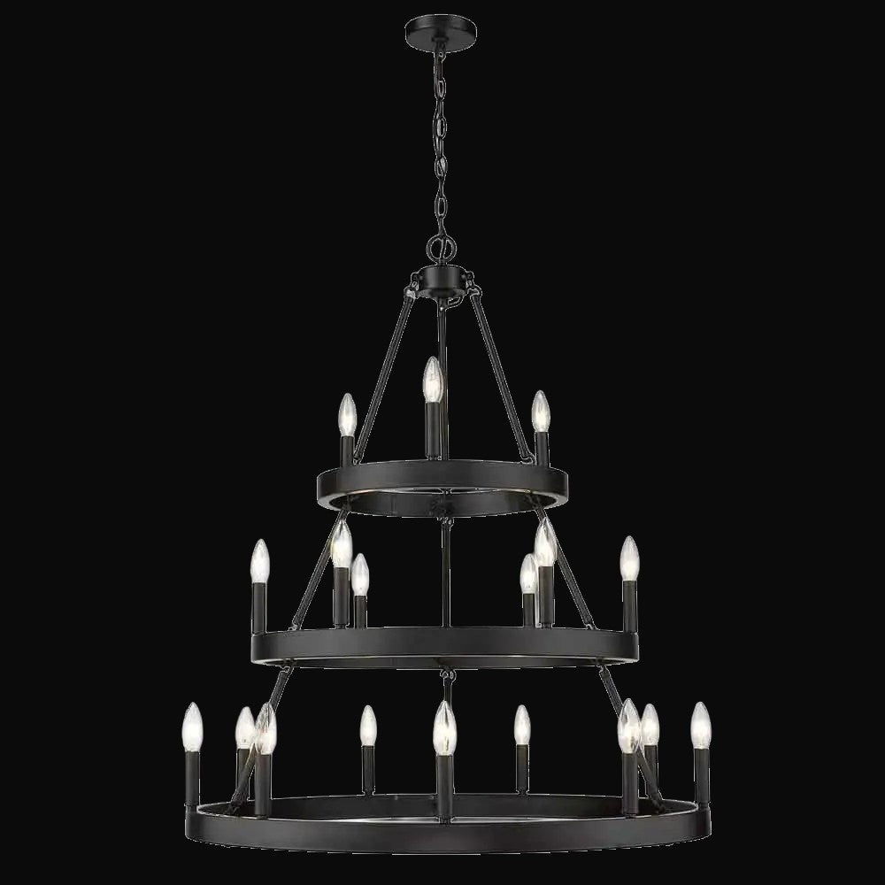 Lustre Alastair 3 étages (3+6+9 lumières), noir mat – vue 2