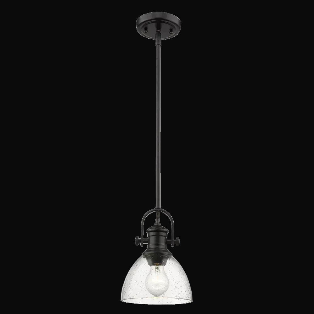 Mini-suspension Hines, noir mat, verre bullé – vue 2