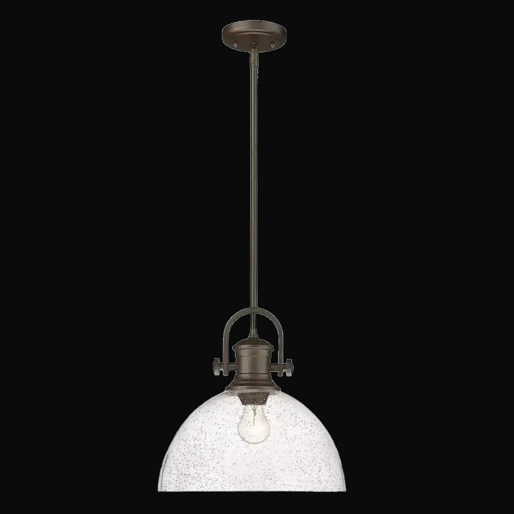 Suspension Hines 1 lumière, bronze frotté, verre bullé – vue 2